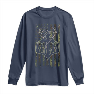 Faith Fishing Hunting Camo US Flag Cross With Hook Christian Long Sleeve Shirt TS11 Navy Print Your Wear