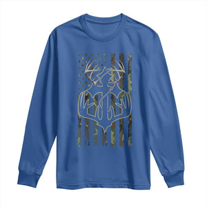 Faith Fishing Hunting Camo US Flag Cross With Hook Christian Long Sleeve Shirt TS11 Royal Blue Print Your Wear