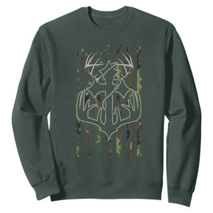 Faith Fishing Hunting Camo US Flag Cross With Hook Christian Sweatshirt TS11 Dark Forest Green Print Your Wear