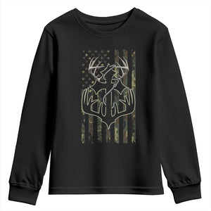 Faith Fishing Hunting Camo US Flag Cross With Hook Christian Youth Sweatshirt TS11 Black Print Your Wear
