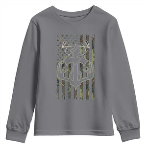 Faith Fishing Hunting Camo US Flag Cross With Hook Christian Youth Sweatshirt TS11 Charcoal Print Your Wear