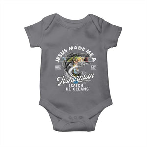 Jesus Made Me A Fisherman I Catch He Cleans Baby Onesie Christian Fisher TS11 Charcoal Print Your Wear