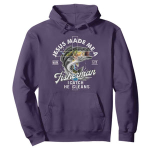 Jesus Made Me A Fisherman I Catch He Cleans Hoodie Christian Fisher TS11 Purple Print Your Wear