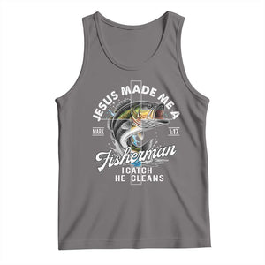 Jesus Made Me A Fisherman I Catch He Cleans Tank Top Christian Fisher TS11 Deep Heather Print Your Wear