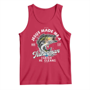 Jesus Made Me A Fisherman I Catch He Cleans Tank Top Christian Fisher TS11 Red Print Your Wear