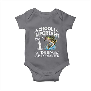 Funny School Is Important But Fishing Is Importanter Baby Onesie Fishing Lover TS11 Charcoal Print Your Wear