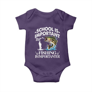 Funny School Is Important But Fishing Is Importanter Baby Onesie Fishing Lover TS11 Purple Print Your Wear