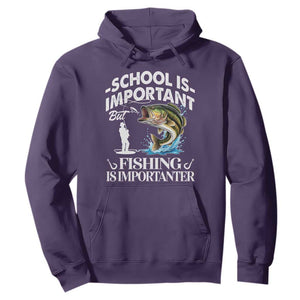 Funny School Is Important But Fishing Is Importanter Hoodie Fishing Lover TS11 Purple Print Your Wear