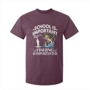 Funny School Is Important But Fishing Is Importanter T Shirt For Kid Fishing Lover TS11 Maroon Print Your Wear