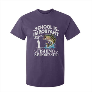 Funny School Is Important But Fishing Is Importanter T Shirt For Kid Fishing Lover TS11 Purple Print Your Wear