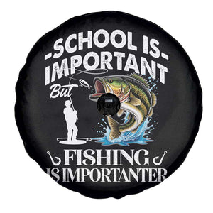 Funny School Is Important But Fishing Is Importanter Spare Tire Cover Fishing Lover TS11 Print Your Wear