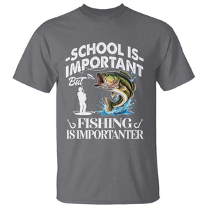 Funny School Is Important But Fishing Is Importanter T Shirt Fishing Lover TS11 Charcoal Print Your Wear