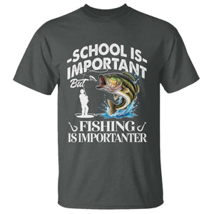 Funny School Is Important But Fishing Is Importanter T Shirt Fishing Lover TS11 Dark Heather Print Your Wear
