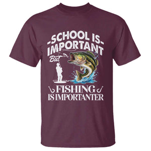Funny School Is Important But Fishing Is Importanter T Shirt Fishing Lover TS11 Maroon Print Your Wear
