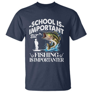 Funny School Is Important But Fishing Is Importanter T Shirt Fishing Lover TS11 Navy Print Your Wear