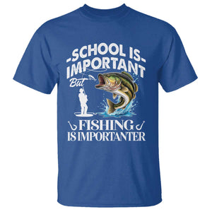 Funny School Is Important But Fishing Is Importanter T Shirt Fishing Lover TS11 Royal Blue Print Your Wear