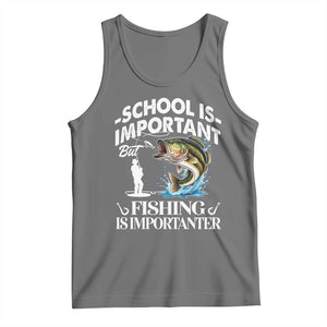 Funny School Is Important But Fishing Is Importanter Tank Top Fishing Lover TS11 Black Heather Print Your Wear