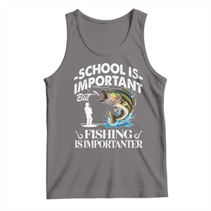 Funny School Is Important But Fishing Is Importanter Tank Top Fishing Lover TS11 Deep Heather Print Your Wear