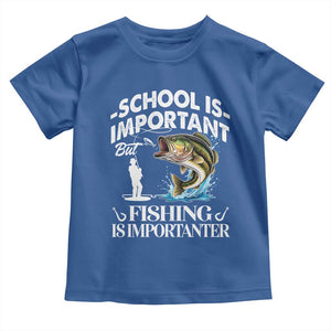 Funny School Is Important But Fishing Is Importanter Toddler T Shirt Fishing Lover TS11 Royal Blue Print Your Wear