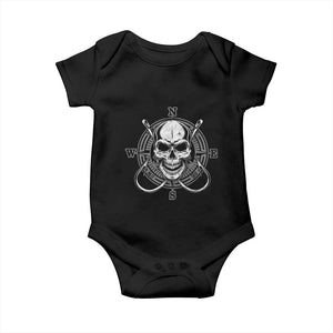 Funny Fishing Lover Baby Onesie Pirate Skull Fishing Hook Compass TS11 Black Print Your Wear