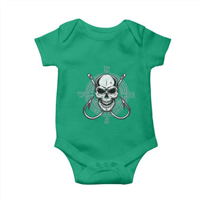 Funny Fishing Lover Baby Onesie Pirate Skull Fishing Hook Compass TS11 Irish Green Print Your Wear