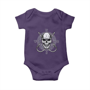 Funny Fishing Lover Baby Onesie Pirate Skull Fishing Hook Compass TS11 Purple Print Your Wear