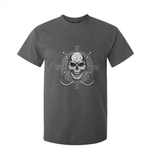 Funny Fishing Lover T Shirt For Kid Pirate Skull Fishing Hook Compass TS11 Dark Heather Print Your Wear