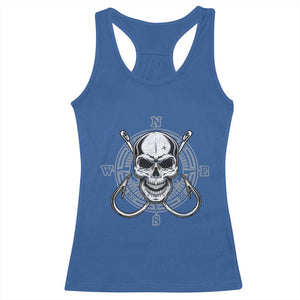 Funny Fishing Lover Racerback Tank Top Pirate Skull Fishing Hook Compass TS11 Royal Blue Print Your Wear
