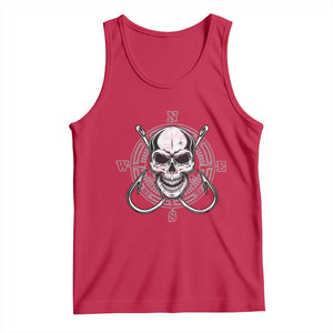 Funny Fishing Lover Tank Top Pirate Skull Fishing Hook Compass TS11 Red Print Your Wear