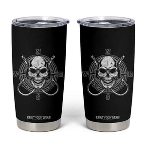 Funny Fishing Lover Tumbler Cup Pirate Skull Fishing Hook Compass TS11 Black Print Your Wear