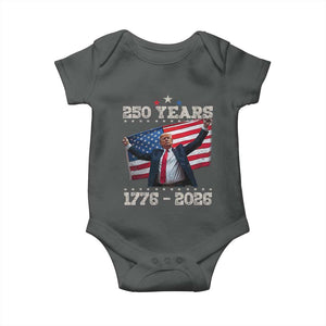 Trump 250th Anniversary Baby Onesie 250 Years America Vintage USA Flag TS11 Dark Heather Print Your Wear