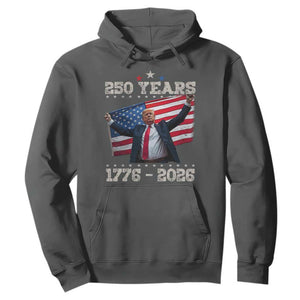 Trump 250th Anniversary Hoodie 250 Years America Vintage USA Flag TS11 Dark Heather Print Your Wear