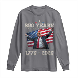 Trump 250th Anniversary Long Sleeve Shirt 250 Years America Vintage USA Flag TS11 Charcoal Print Your Wear