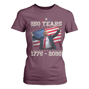 Trump 250th Anniversary T Shirt For Women 250 Years America Vintage USA Flag TS11 Maroon Print Your Wear