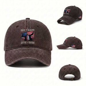 Trump 250th Anniversary Washed Cotton Baseball Cap 250 Years America Vintage USA Flag TS11 Washed Cap Universal Fit Dark Brown Print Your Wear
