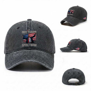Trump 250th Anniversary Washed Cotton Baseball Cap 250 Years America Vintage USA Flag TS11 Washed Cap Universal Fit Dark Gray Print Your Wear