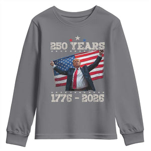 Trump 250th Anniversary Youth Sweatshirt 250 Years America Vintage USA Flag TS11 Charcoal Print Your Wear