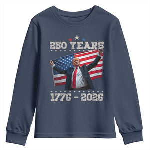 Trump 250th Anniversary Youth Sweatshirt 250 Years America Vintage USA Flag TS11 Navy Print Your Wear