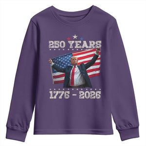 Trump 250th Anniversary Youth Sweatshirt 250 Years America Vintage USA Flag TS11 Purple Print Your Wear