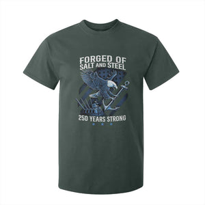 Navy Military 250th Anniversary T Shirt For Kid Forged Of Salt And Steel 250 Years Strong TS11 Dark Forest Green Print Your Wear