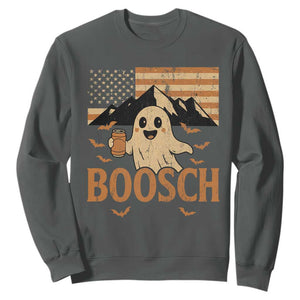 Funny Ghost Boosch Beer Halloween Sweatshirt Vintage American Flag TS11 Dark Heather Print Your Wear