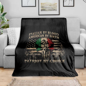 Italian By Blood American By Birth Patriot By Choice Throw Blanket Funny Italian American Skull USA Flag TS11 Print Your Wear