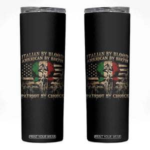 Italian By Blood American By Birth Patriot By Choice Skinny Tumbler Funny Italian American Skull USA Flag TS11 Black Print Your Wear