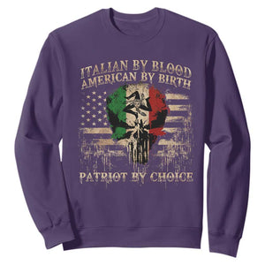 Italian By Blood American By Birth Patriot By Choice Sweatshirt Funny Italian American Skull USA Flag TS11 Purple Print Your Wear