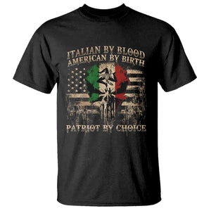Italian By Blood American By Birth Patriot By Choice T Shirt Funny Italian American Skull USA Flag TS11 Black Print Your Wear