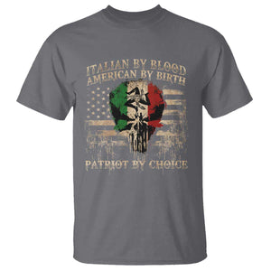 Italian By Blood American By Birth Patriot By Choice T Shirt Funny Italian American Skull USA Flag TS11 Charcoal Print Your Wear
