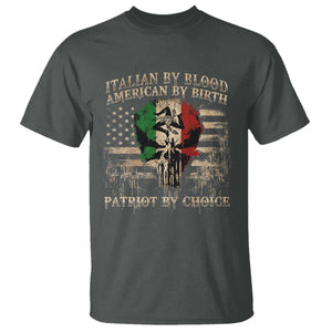 Italian By Blood American By Birth Patriot By Choice T Shirt Funny Italian American Skull USA Flag TS11 Dark Heather Print Your Wear