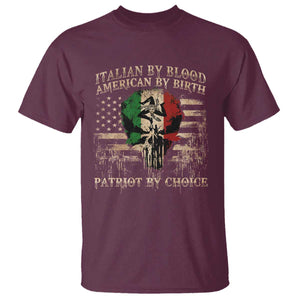 Italian By Blood American By Birth Patriot By Choice T Shirt Funny Italian American Skull USA Flag TS11 Maroon Print Your Wear