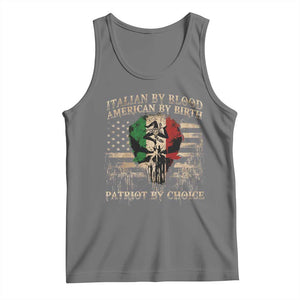 Italian By Blood American By Birth Patriot By Choice Tank Top Funny Italian American Skull USA Flag TS11 Black Heather Print Your Wear