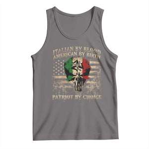 Italian By Blood American By Birth Patriot By Choice Tank Top Funny Italian American Skull USA Flag TS11 Deep Heather Print Your Wear